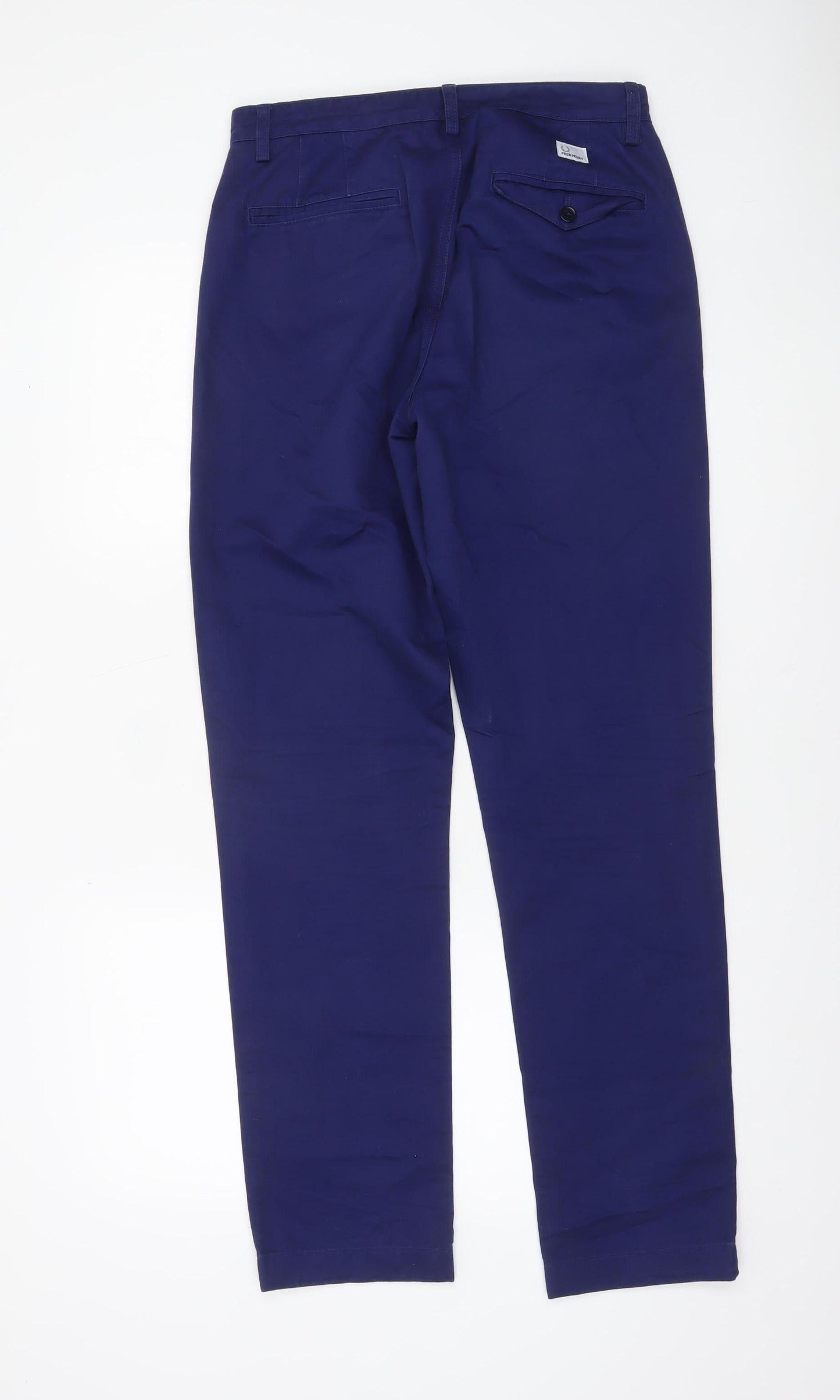 Fred Perry Men's Blue Chino Trousers Size 30 Regular 100% Cotton