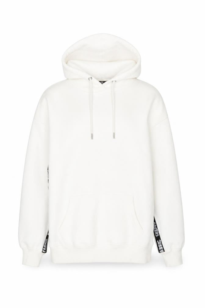 Fabric Women White Pullover Hoodie UK 10 Cotton Blend