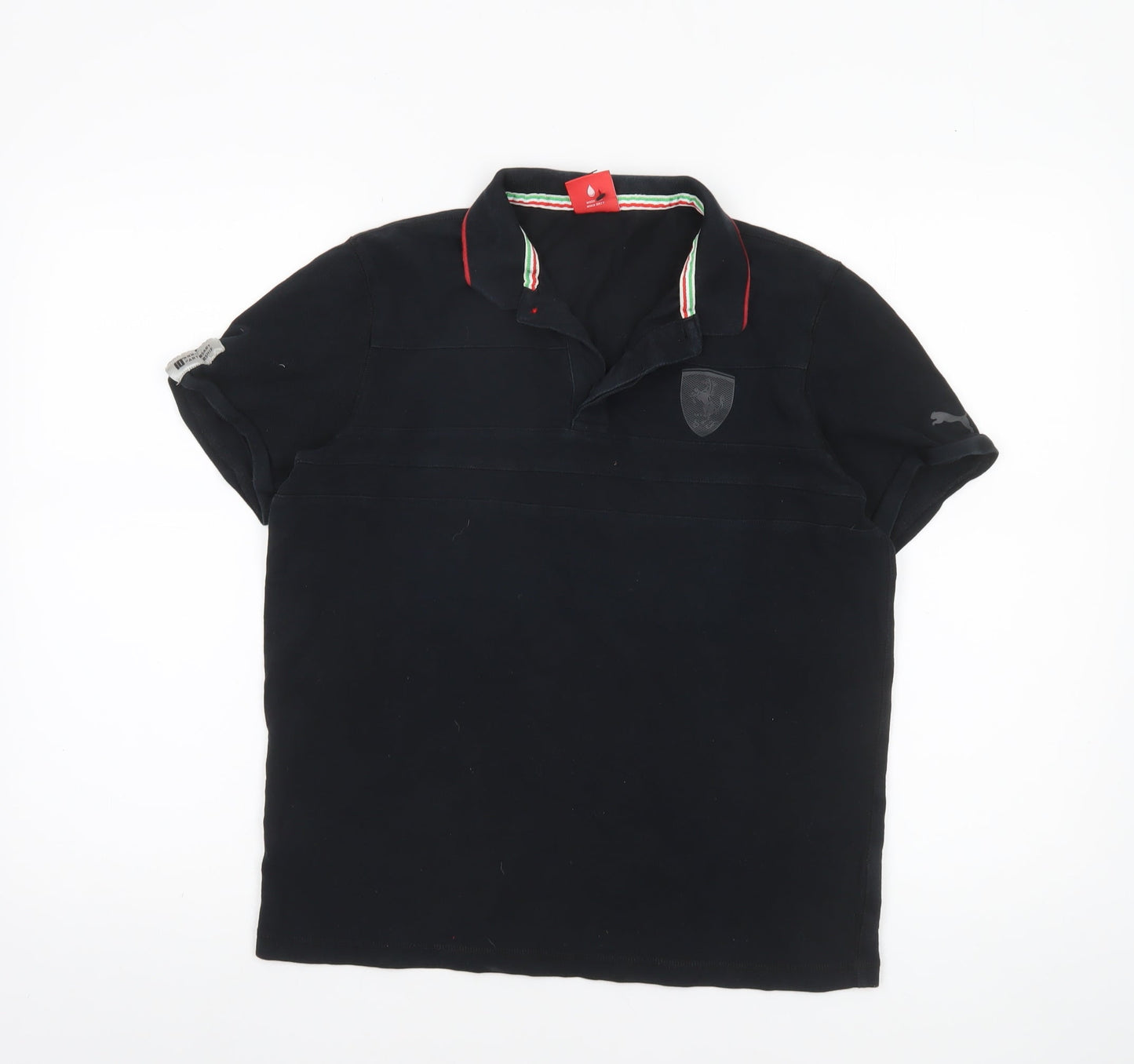 Womens UK Size L PUMA Black 100% Cotton Polo
