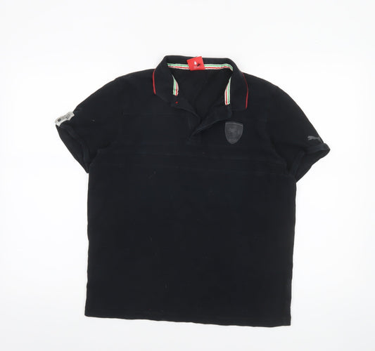 Womens UK Size L PUMA Black 100% Cotton Polo