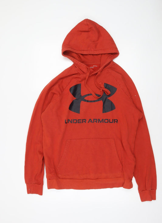 Mens UK M Relaxed Under armour Red Pullover Hoodie