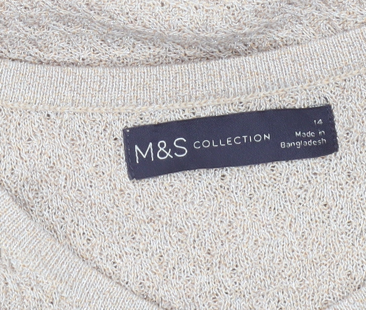 Marks and Spencer Women’s Beige Metallic Knit Cardigan Size 14