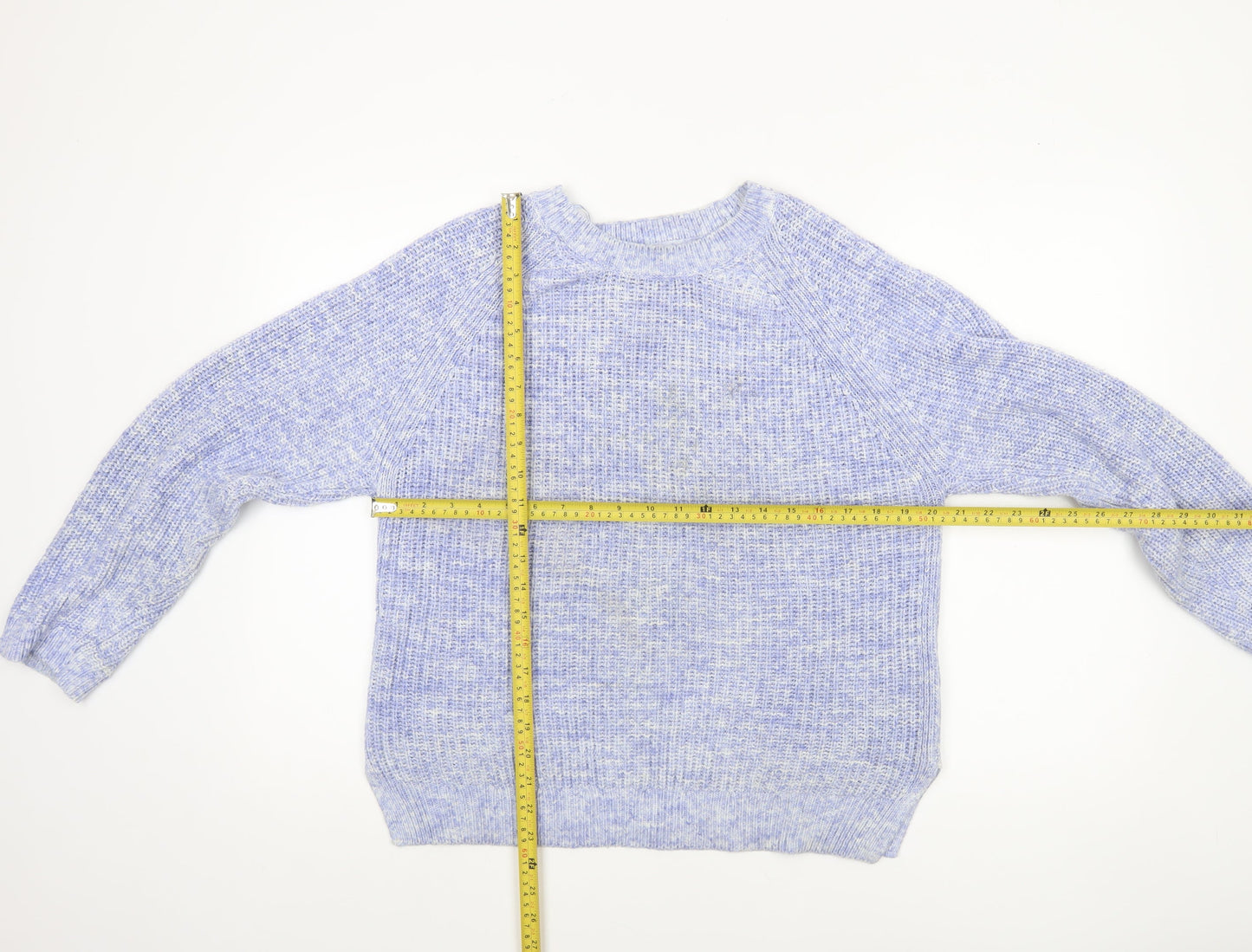 Marks and Spencer Women's Blue Chunky Knit Cotton Jumper M