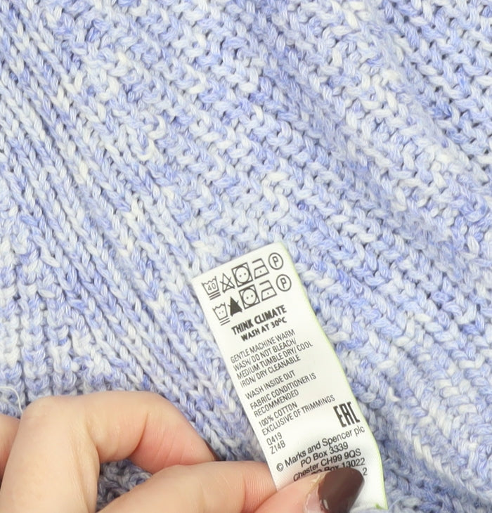 Marks and Spencer Women's Blue Chunky Knit Cotton Jumper M