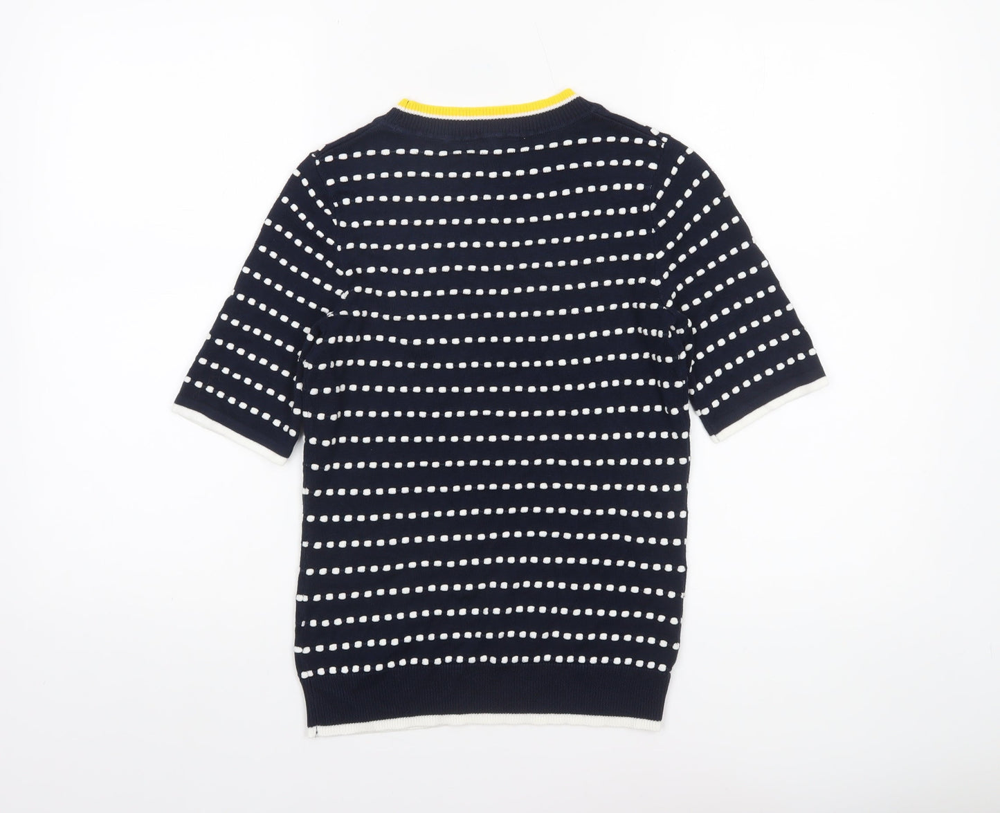 Next Women Blue Striped Crew Neck Short Sleeve Cotton Jumper Size 10
