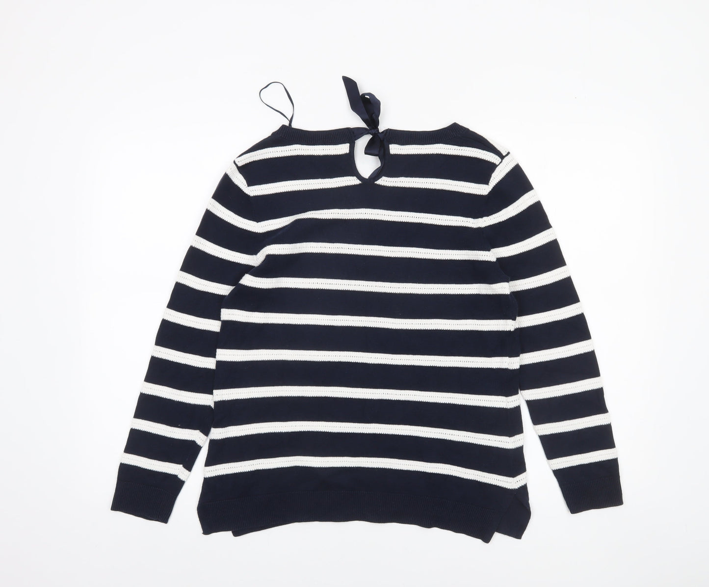 CC Petite Womens Navy Stripe Cotton Jumper M Classic Knit