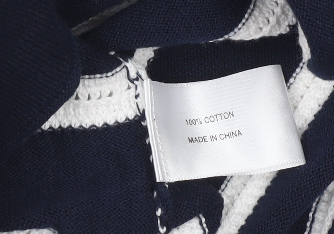 CC Petite Womens Navy Stripe Cotton Jumper M Classic Knit