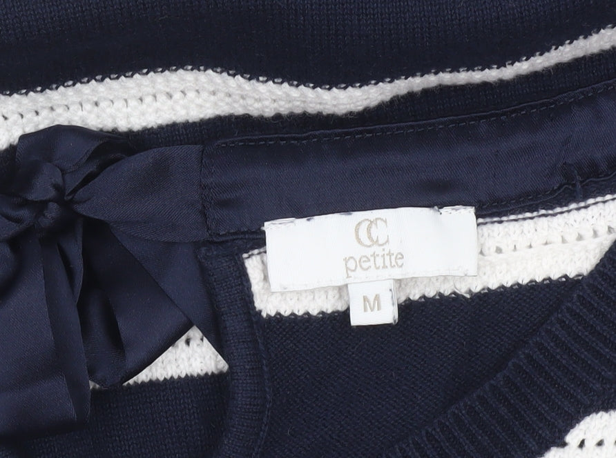 CC Petite Womens Navy Stripe Cotton Jumper M Classic Knit