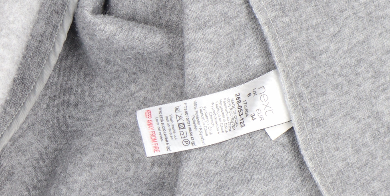 Next Women's Grey Long Open Coat Size 6 Regular Fit