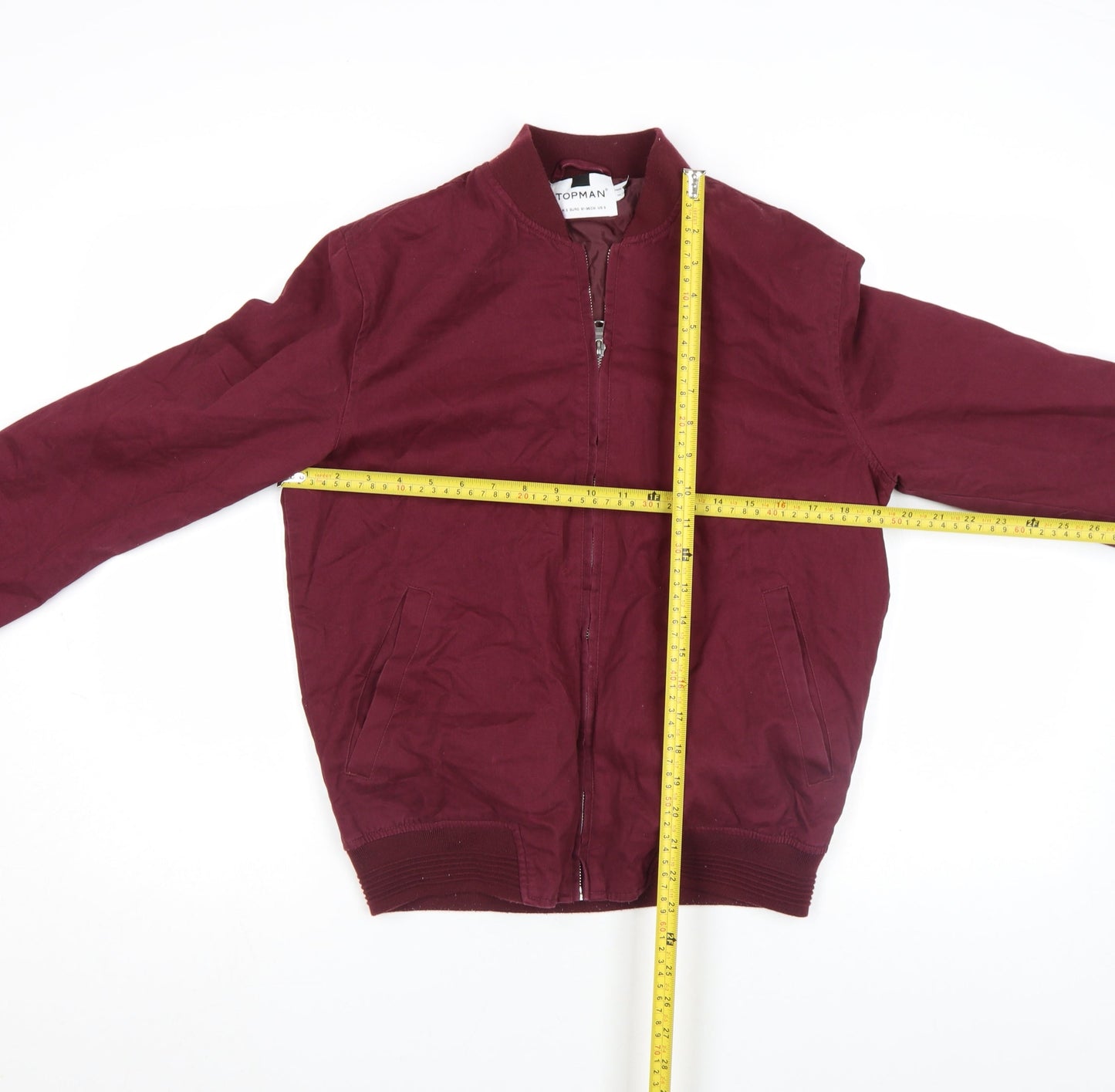 Topman Men's Red Cotton Bomber Jacket Size S