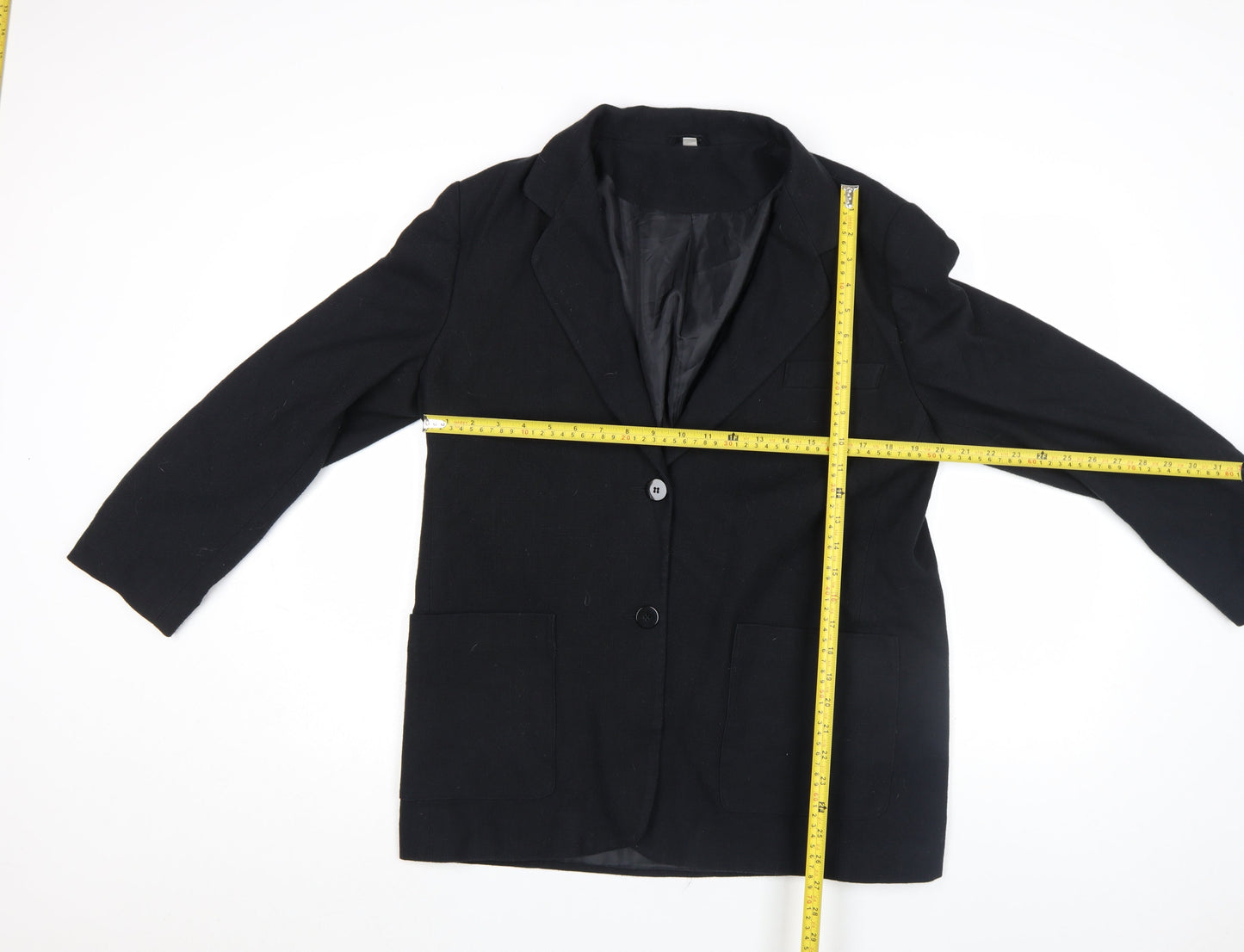 Women's Black Polyester Viscose Blazer Jacket Size 14 Classic Workwear