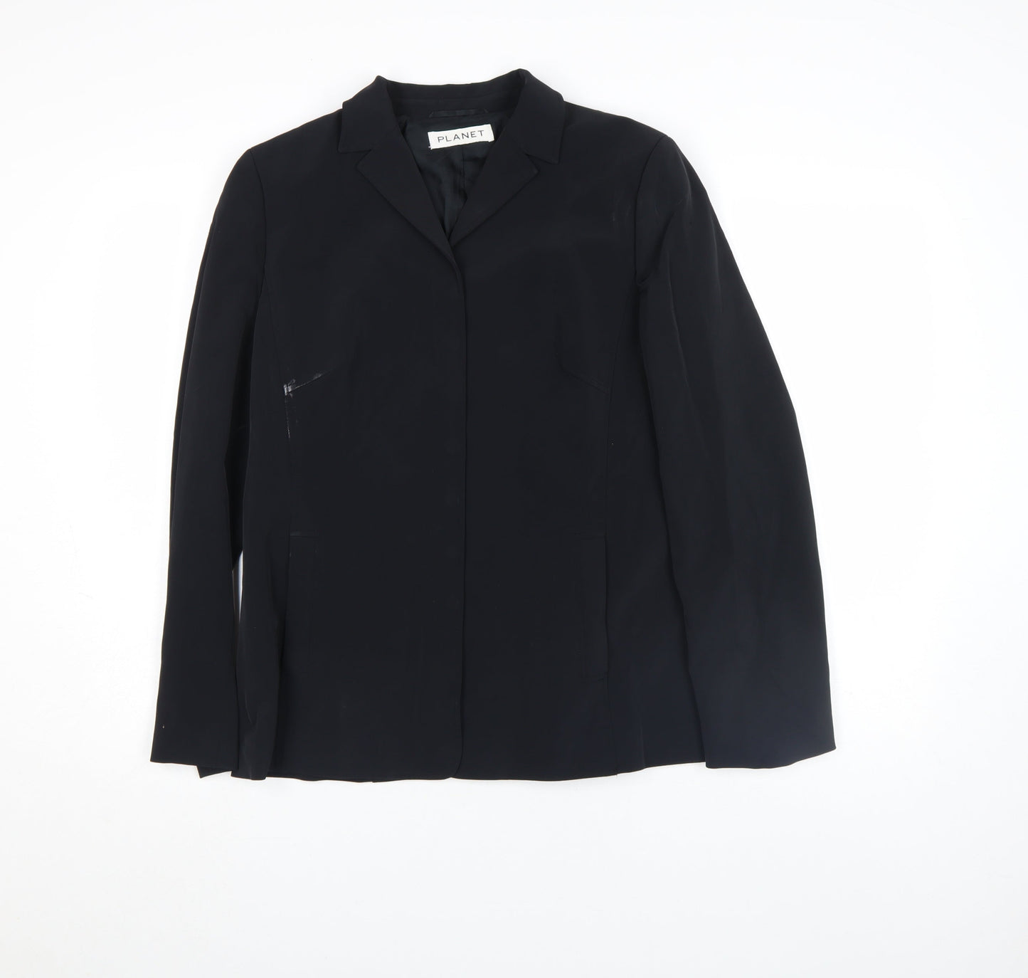 Planet Womens Black Size 12 Regular Fit Mid-Length Blazer Jacket