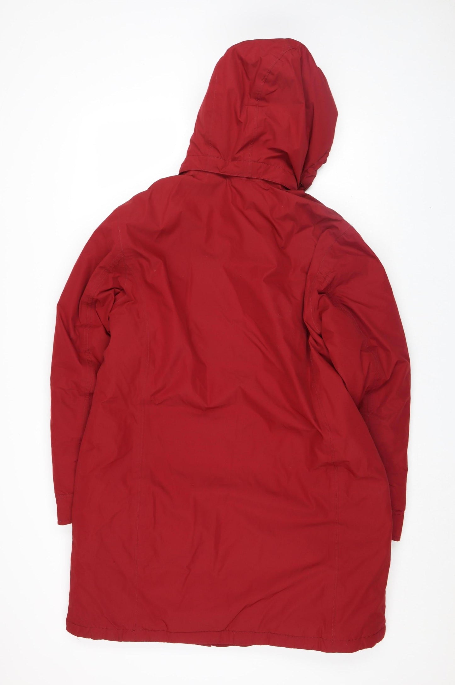 Lands' End Womens Red Hooded Long Parka Coat Size M