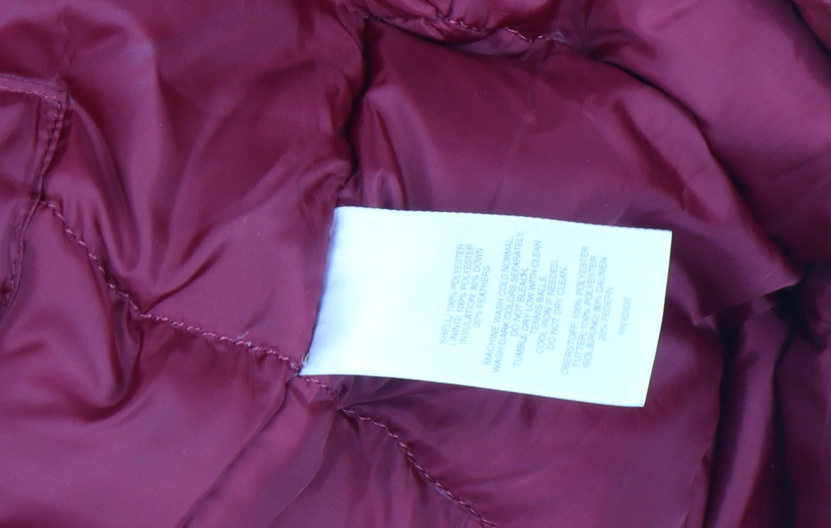 Lands' End Womens Red Hooded Long Parka Coat Size M