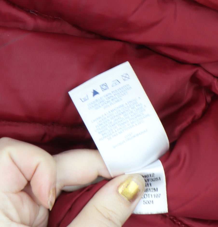 Lands' End Womens Red Hooded Long Parka Coat Size M