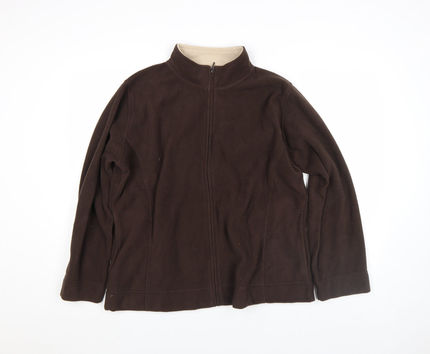 Isle Womens Brown Fleece Full Zip Basic Jacket Size XL