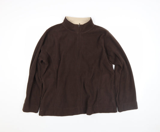 Isle Womens Brown Fleece Full Zip Basic Jacket Size XL