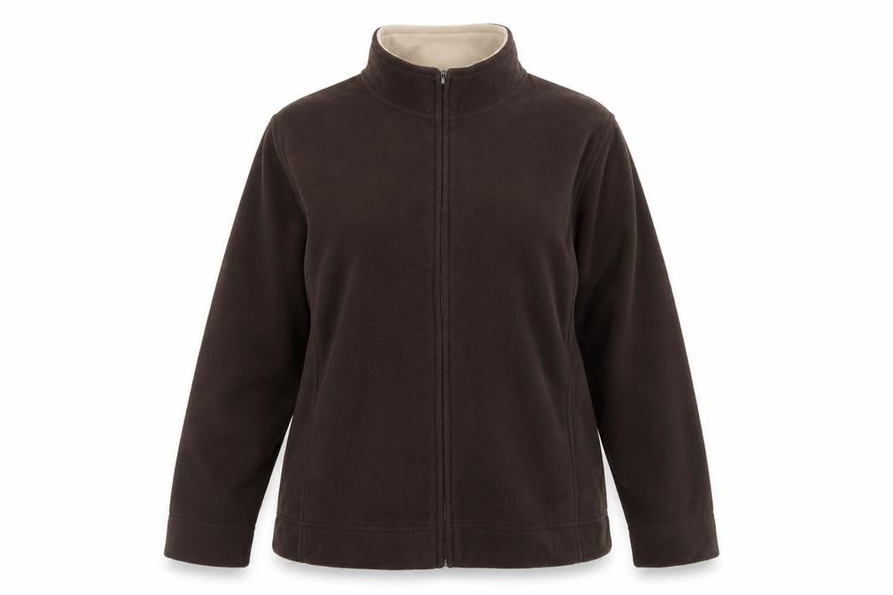 Isle Womens Brown Fleece Full Zip Basic Jacket Size XL