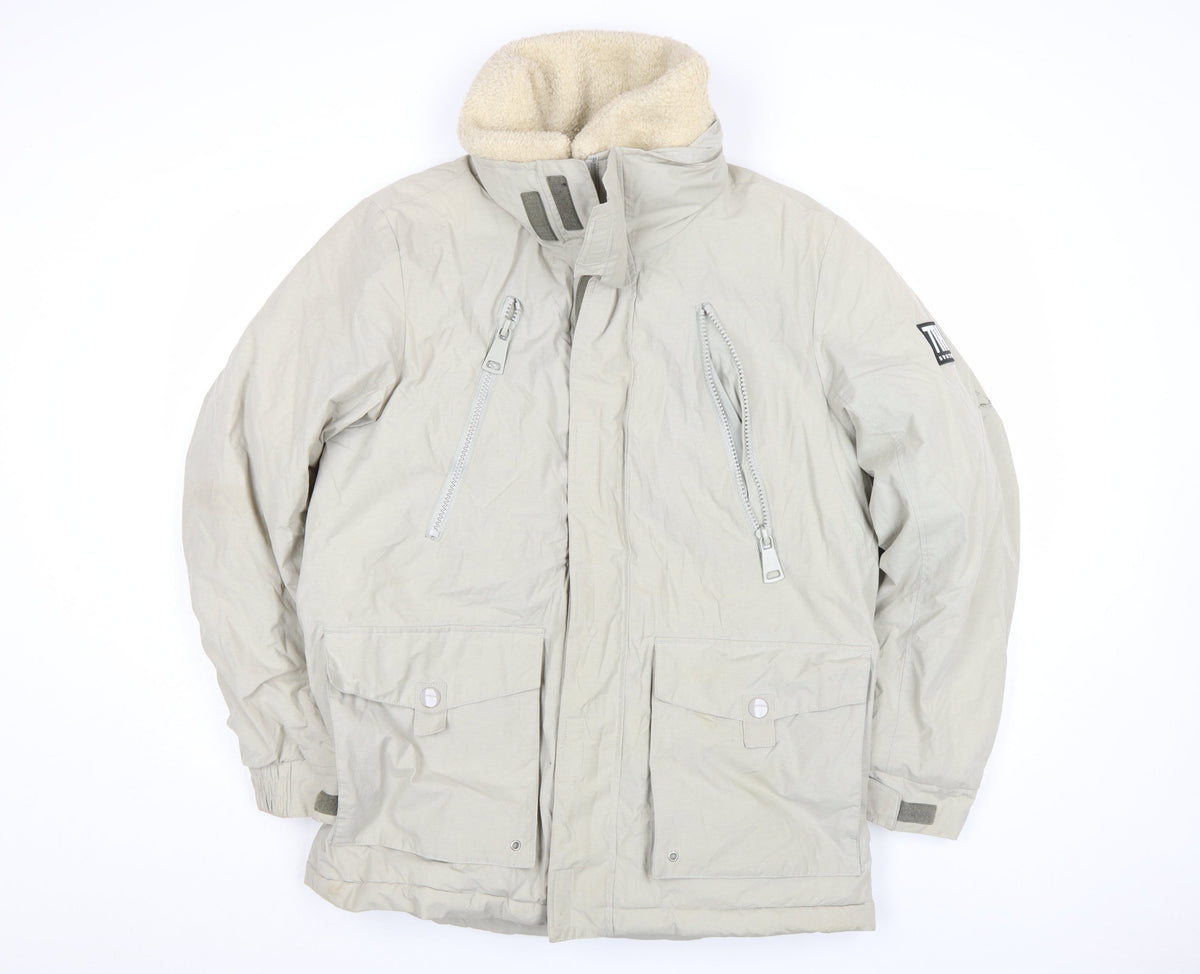 River Island Men Beige Parka Jacket M Cotton Blend Winter Coat