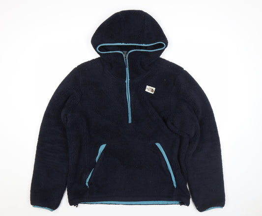 The North Face Men’s Blue Fleece Hoodie L 1/4 Zip Outdoor Pullover