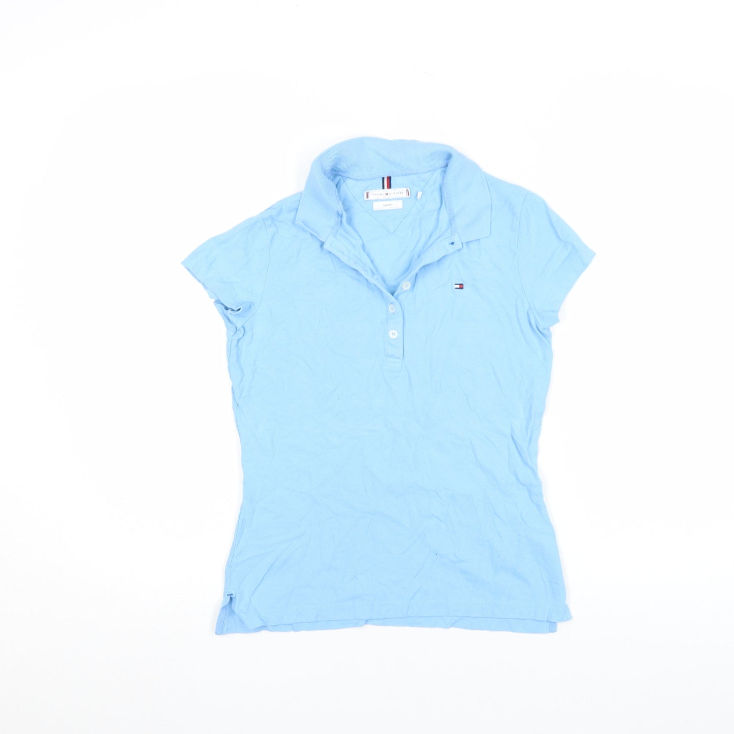 Tommy Hilfiger Women Blue Slim Fit Polo Shirt Cotton S