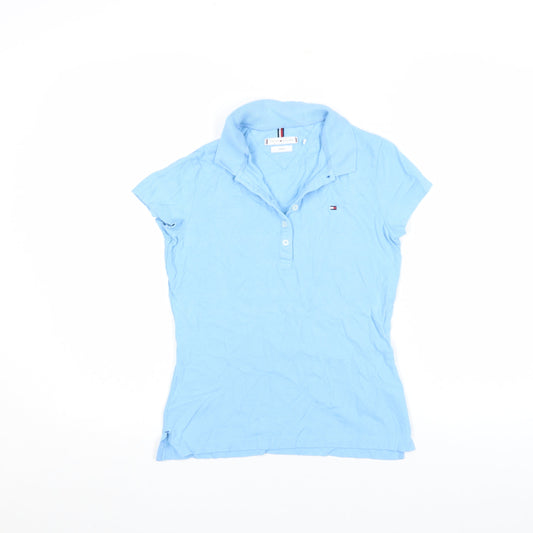 Tommy Hilfiger Women Blue Slim Fit Polo Shirt Cotton S