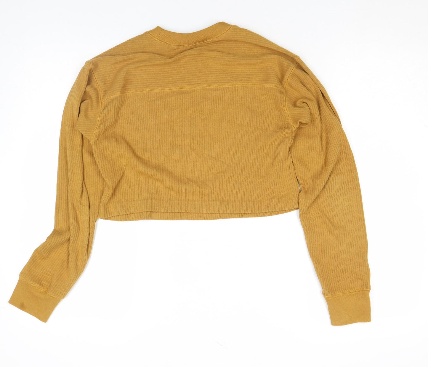 Uniqlo Women Brown XS Cropped Ribbed Long Sleeve T-Shirt