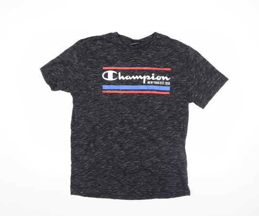 Champion Men’s Black Graphic Crew Neck Short Sleeve T-Shirt Size L
