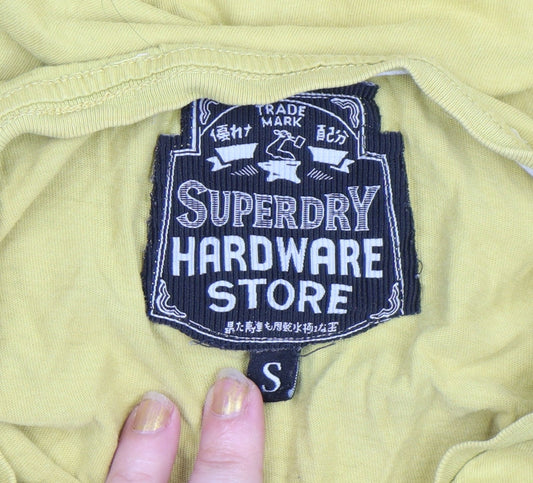 Superdry Women's Yellow Slim Fit T-Shirt Size S Short Sleeve Cotton