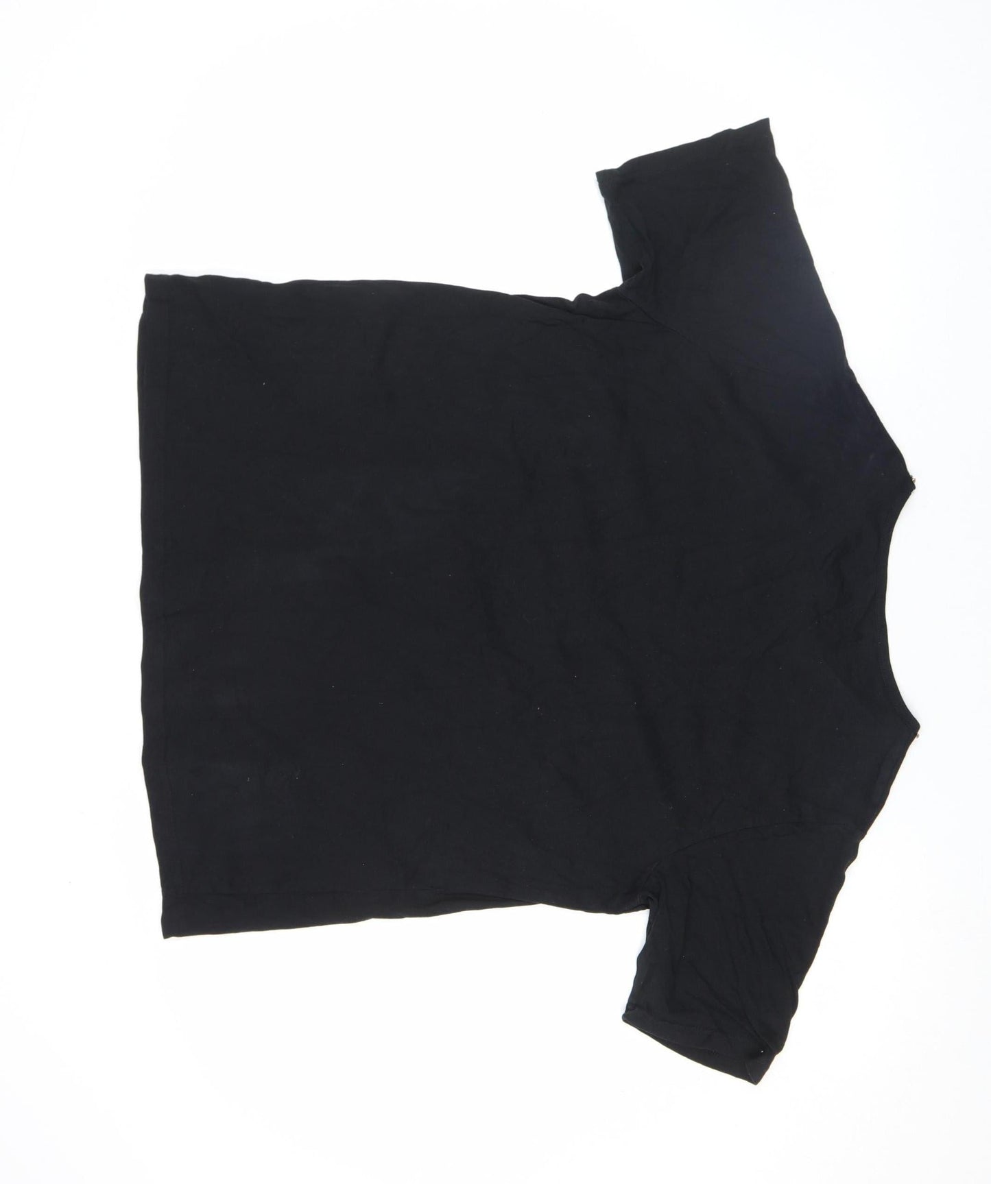 Simply Be Womens Black Beaded Neck Short Sleeve Cotton T-Shirt Size 16