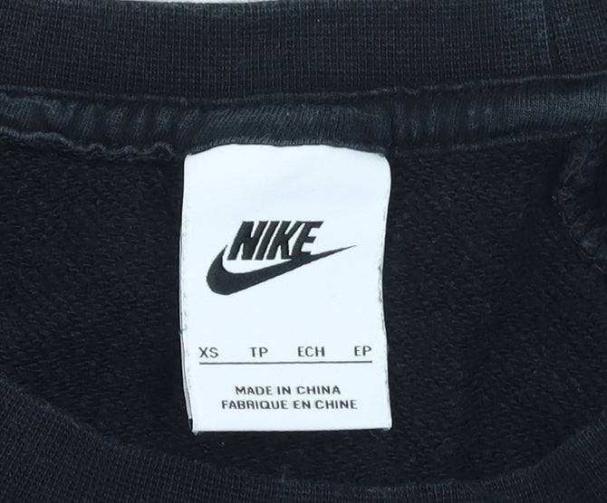 Womens UK XS Regular Nike Black Pullover Sweatshirt