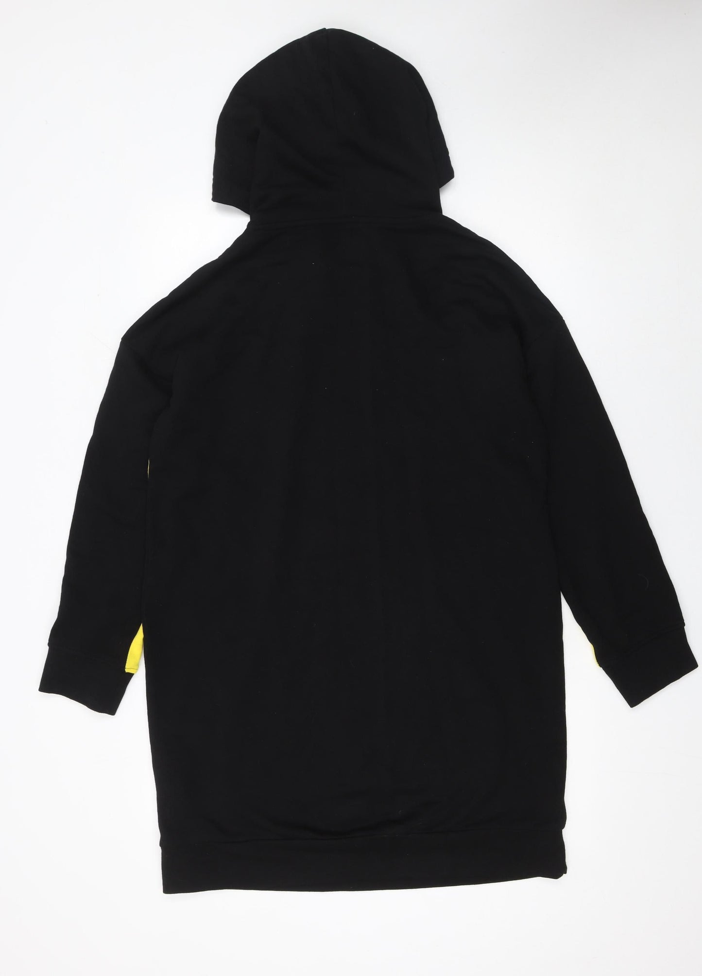 H&M Divided Women Black Yellow New York Hoodie Sweatshirt Dress Size 10