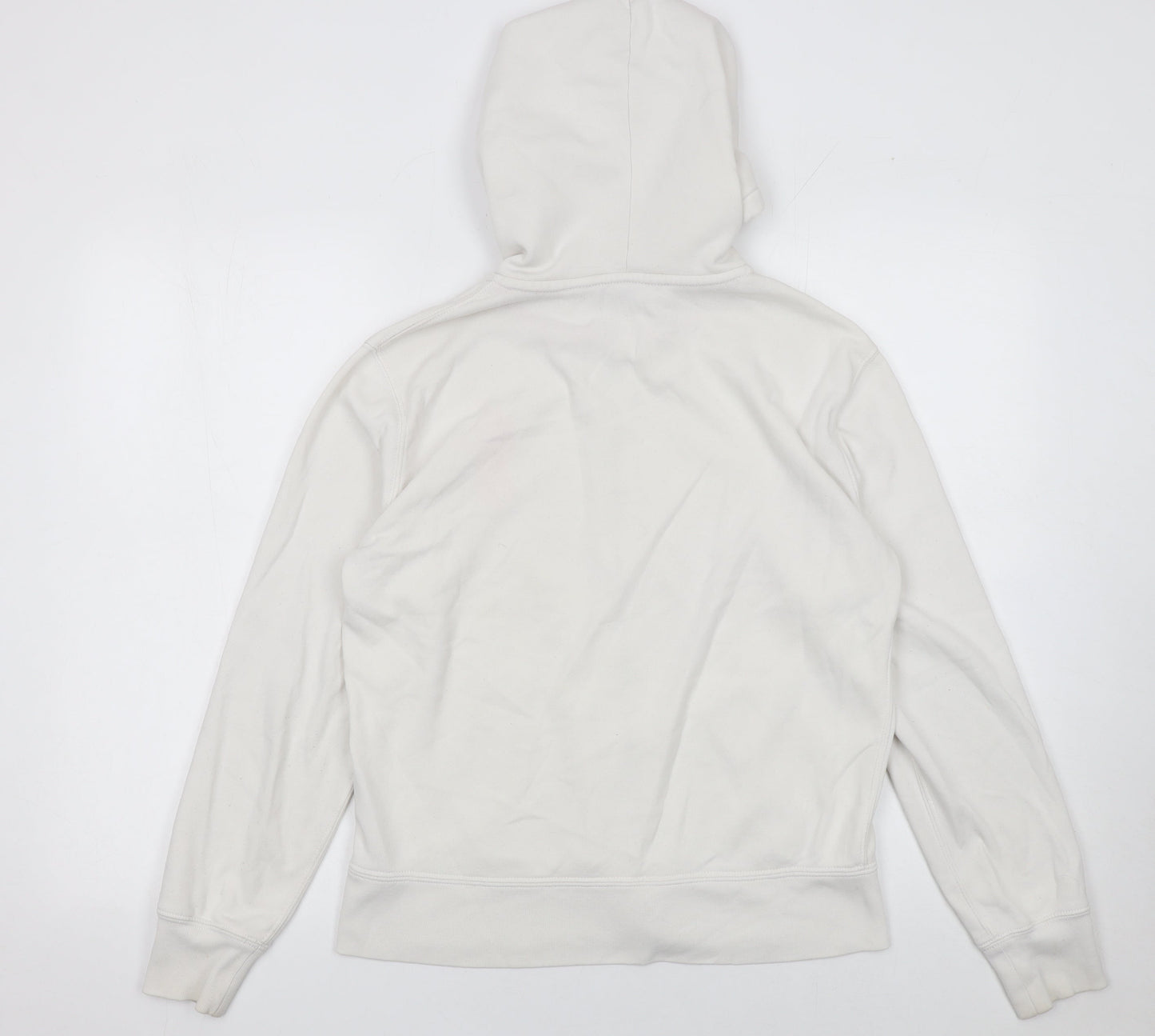 Ralph Lauren Women White Full Zip Hoodie L Cotton Blend Pink Logo