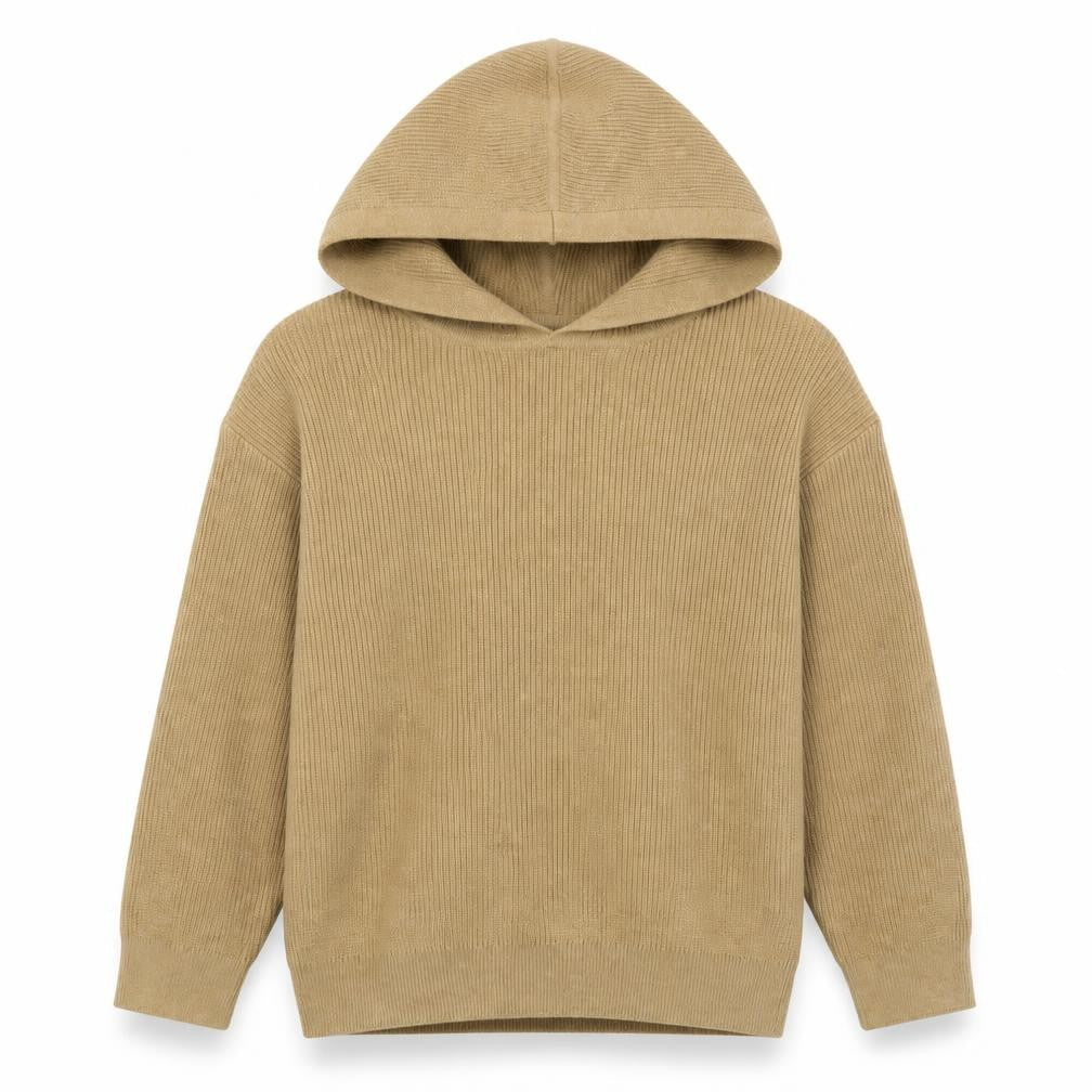 Next Boys Beige Knit Pullover Hoodie 5 Years Cotton Blend Long Sleeve
