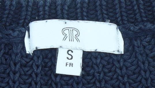 RR Women’s Blue Cotton Short Sleeve Chunky Knit Jumper S