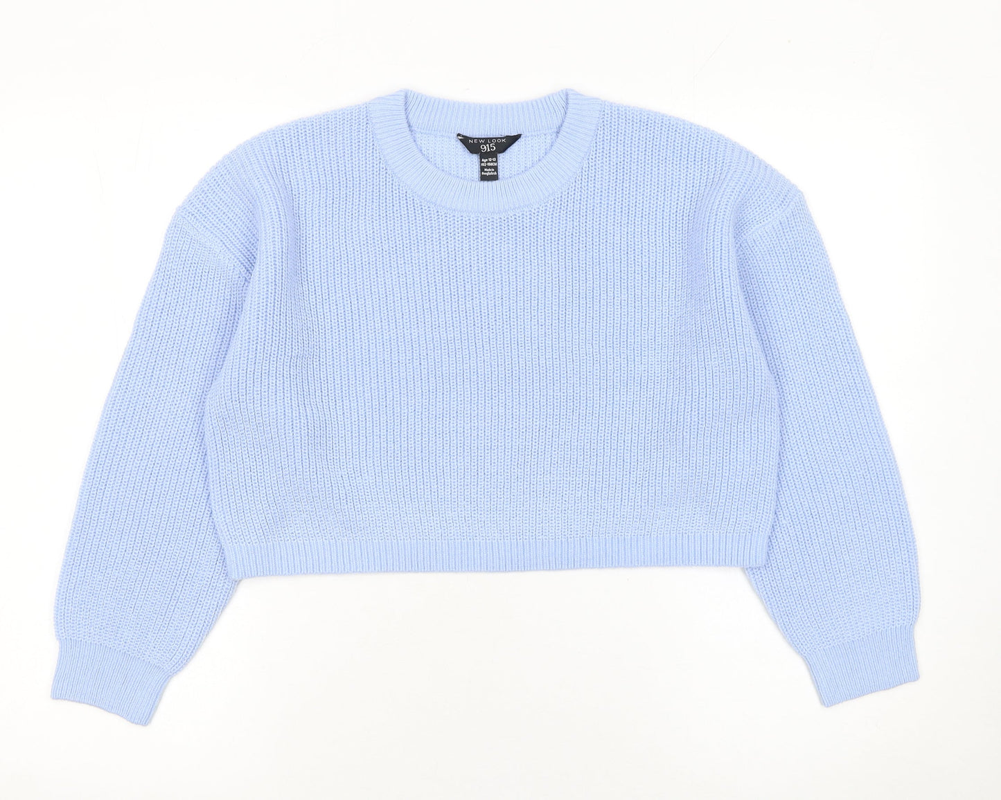 New Look Teens Blue Chunky Knit Crew Neck Pullover Jumper Size 12