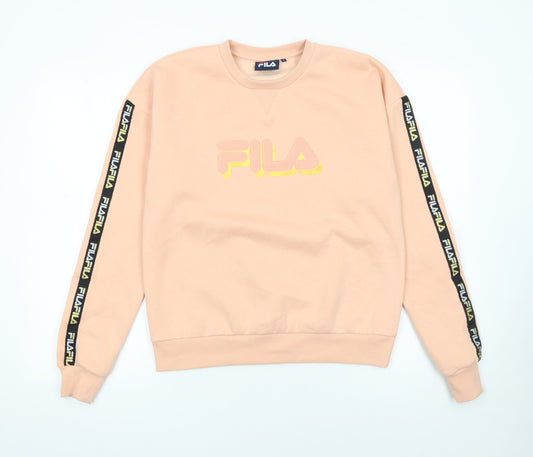 Fila Womens Peach Logo Sweatshirt Size S Crew Neck Pullover