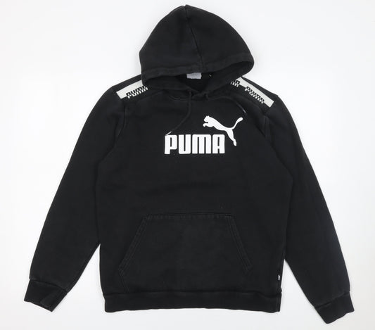Mens UK M Regular PUMA Black Pullover Hoodie