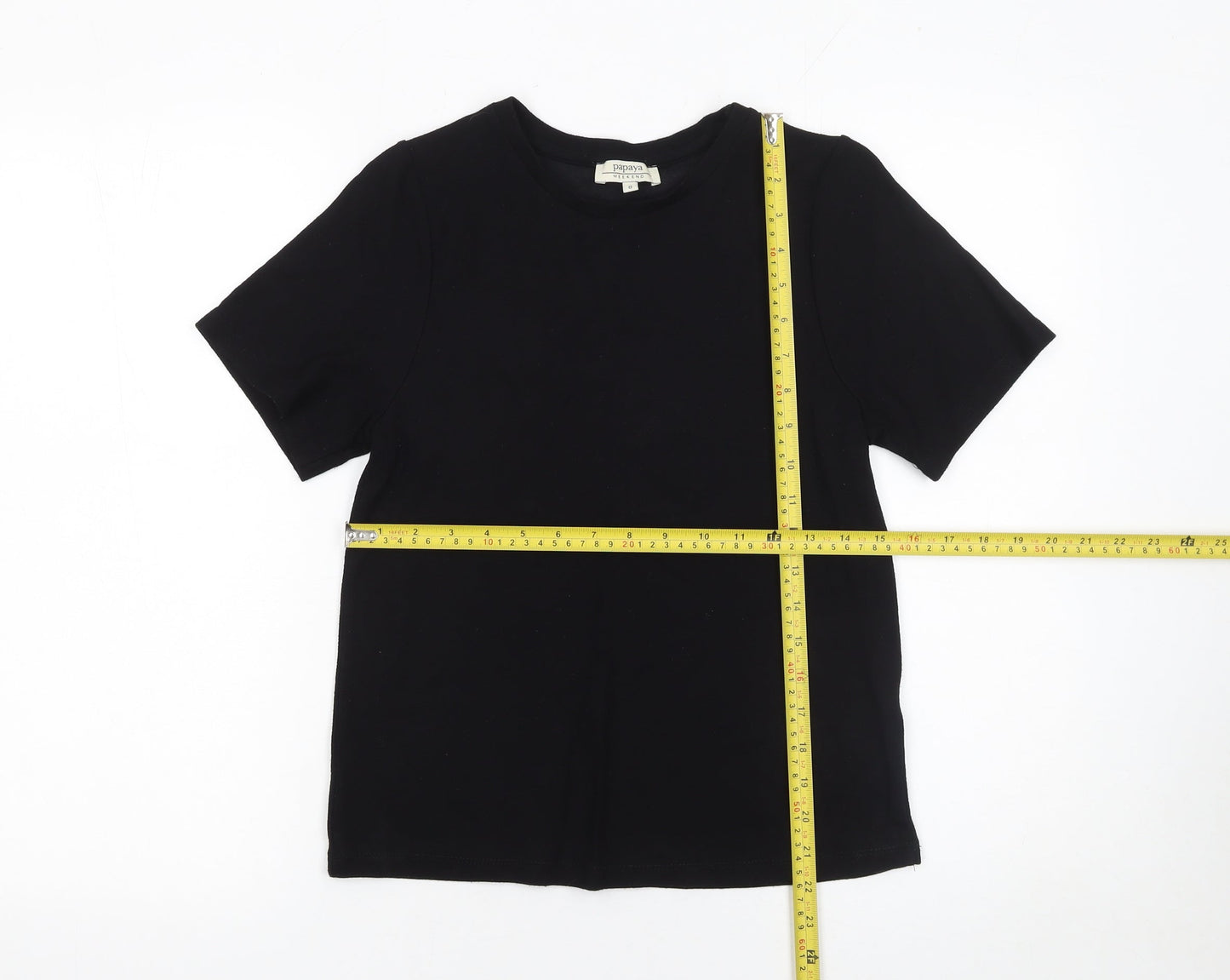 Papaya Women’s Black Short Sleeve Basic T-Shirt UK 8