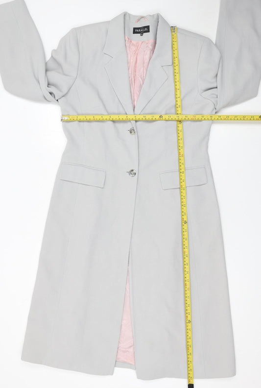 Parallel Women’s Grey Single-Breasted Mid-Length Suit Jacket Size 14