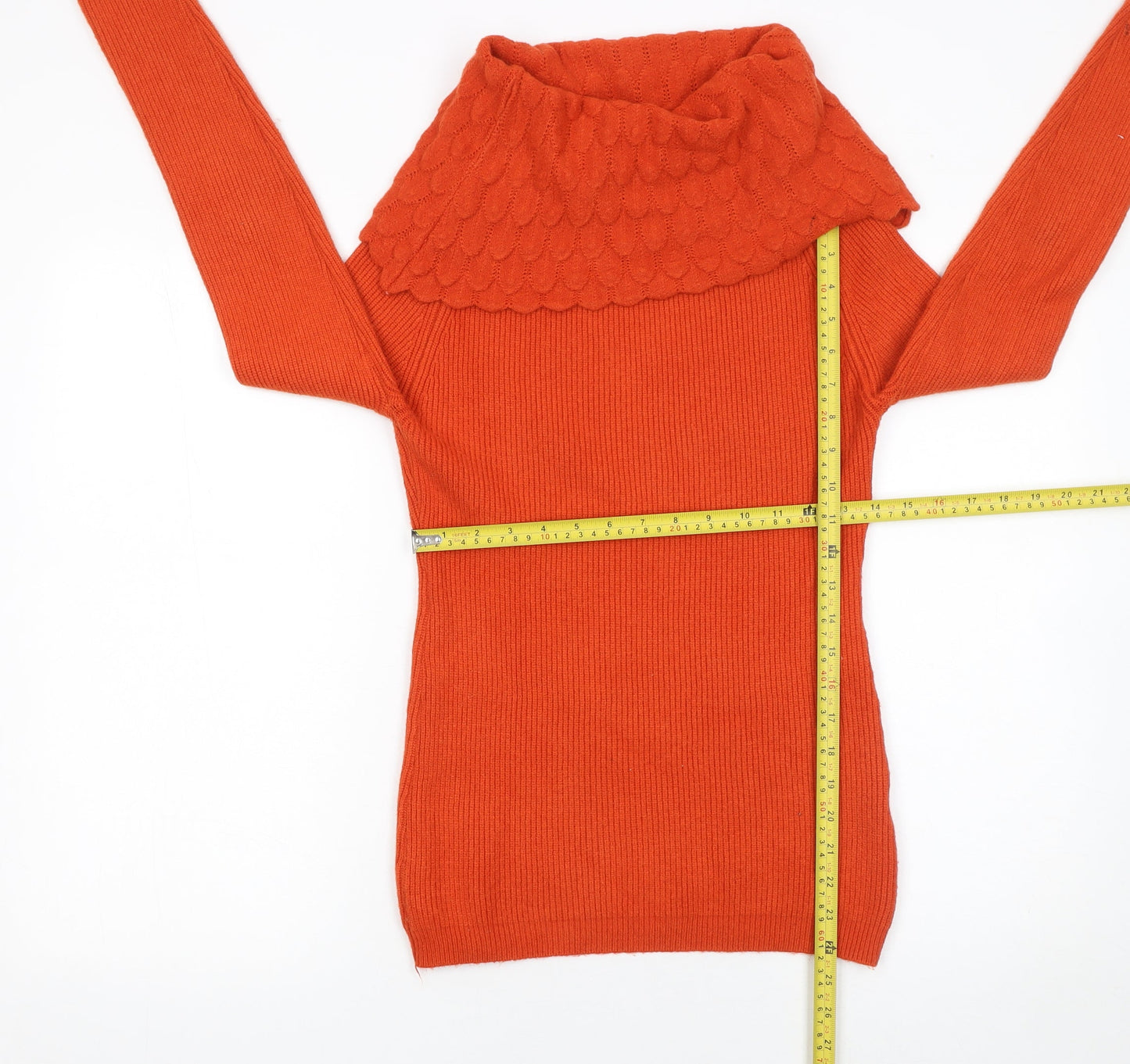 MC Lorene Women's Orange Cowl Neck Knit Jumper One Size