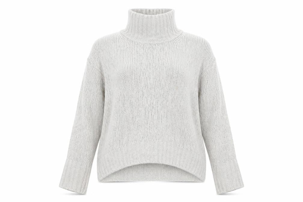 H&M Women Grey Roll Neck Acrylic Wool Alpaca Jumper Size S