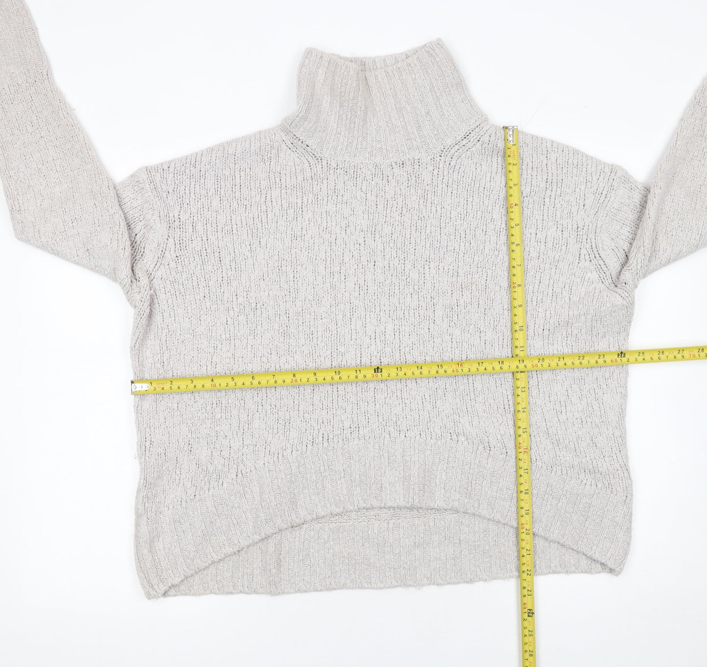 H&M Women Grey Roll Neck Acrylic Wool Alpaca Jumper Size S