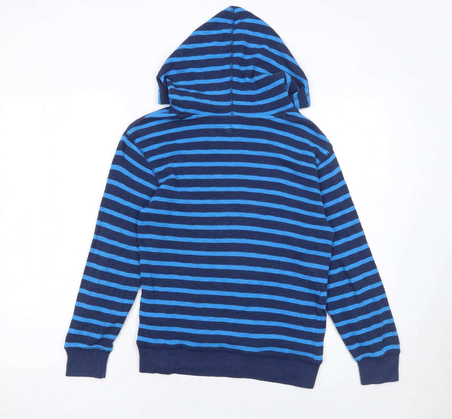 Gap Kids Boys Blue Striped Cotton Pullover Hoodie 8-9 Years