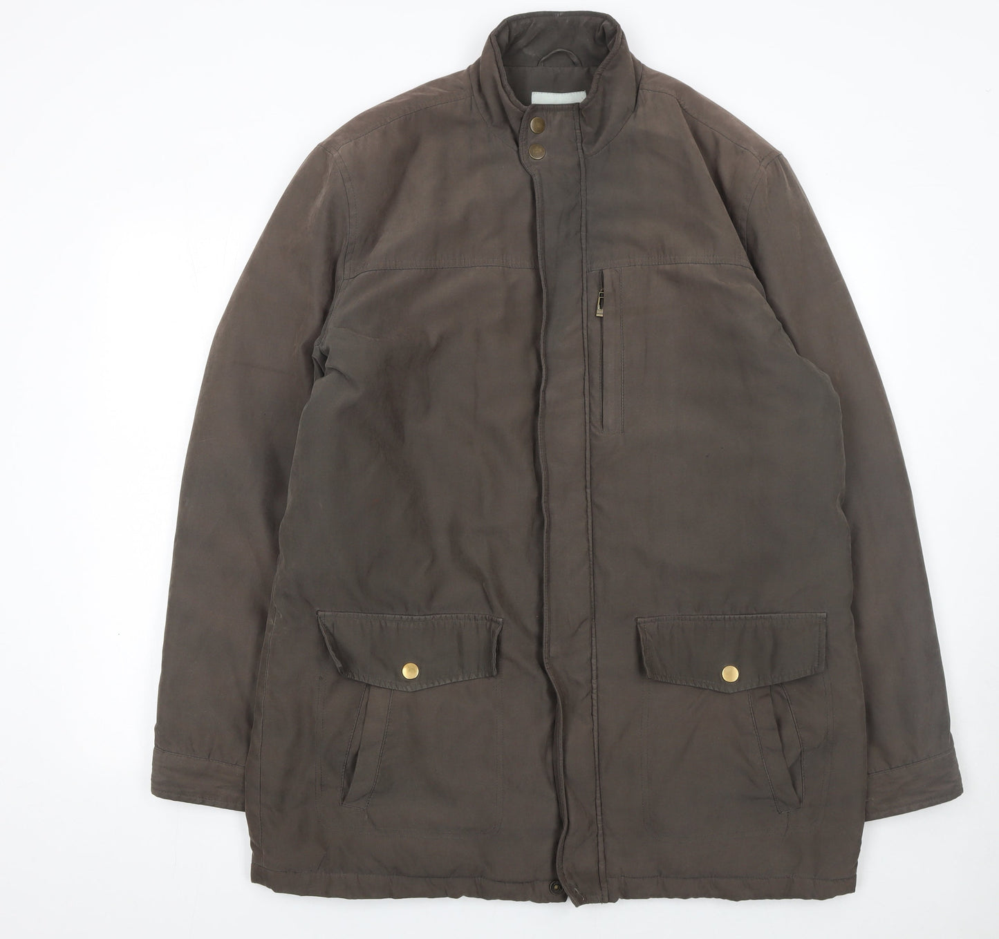 Greenwoods Men’s Brown L Lined Casual Mid-Length Jacket