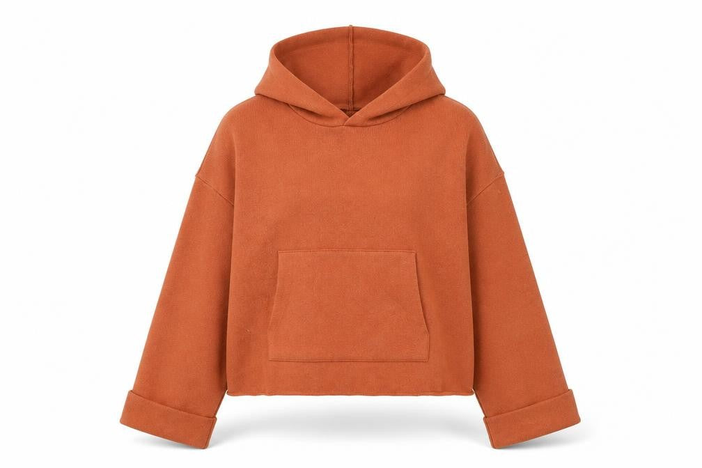 Zara Women Rust Orange Pullover Hoodie Medium Viscose Blend
