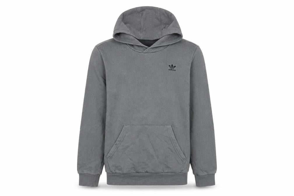 Front view of Adidas boys’ grey pullover hoodie, size 13-14, years cotton blend