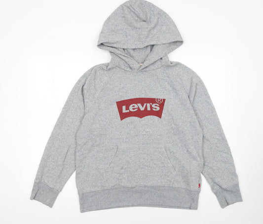 Levi's Womens Grey Hoodie Small Pullover Logo Cotton Blend Casual