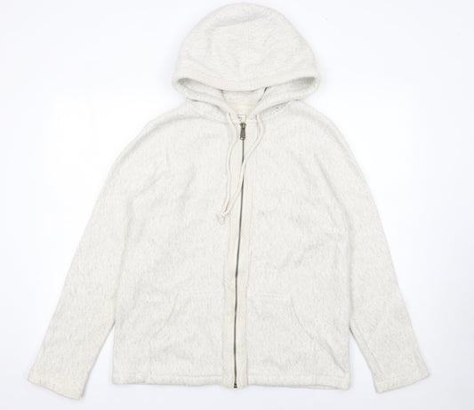 Womens UK 10 Regular Fat Face Ivory Full Zip Tight-Knit