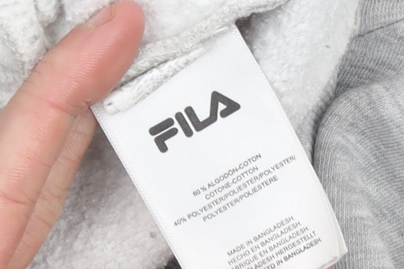 Mens UK S Regular FILA Grey Pullover Hoodie